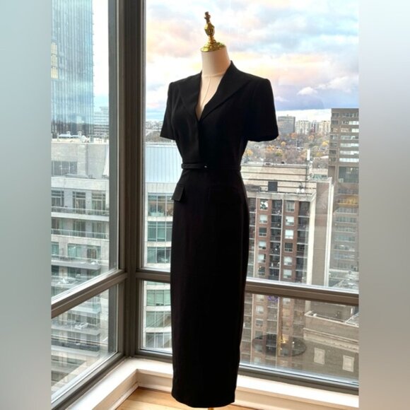 🆕 ROLAND MOURET 🧿 NWOT Belted Cady Midi Dress, Black - Sz UK 6 / US 2 - Picture 10 of 16